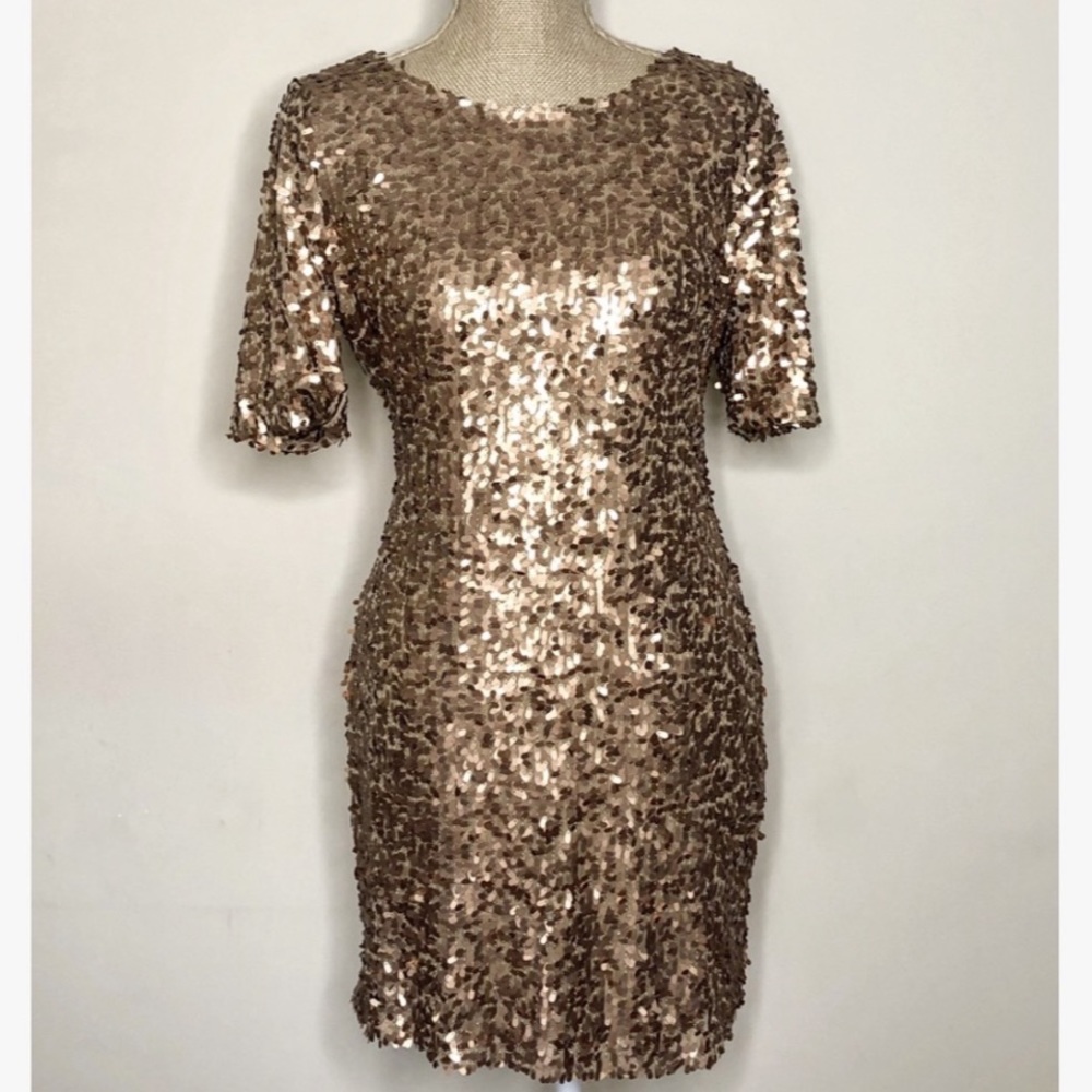 Gianni Bini sequoia sequin dress in bronze. NWT.
